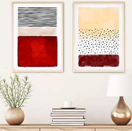 Wallity Huhu56 - Set de 2 Pinturas Decorativas en MDF de 50 x 70 cm con Marco